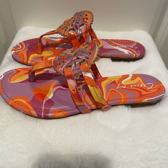 Women Shoes Sandals Size 6 1/2 Circus NY Sam Edelman OrangeMedallion Tie Dye NEW - Picture 2 of 12